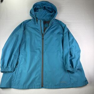 Eddie Bauer Sport Women's Hooded Rain Jacket Size XXL Blue Lightweight